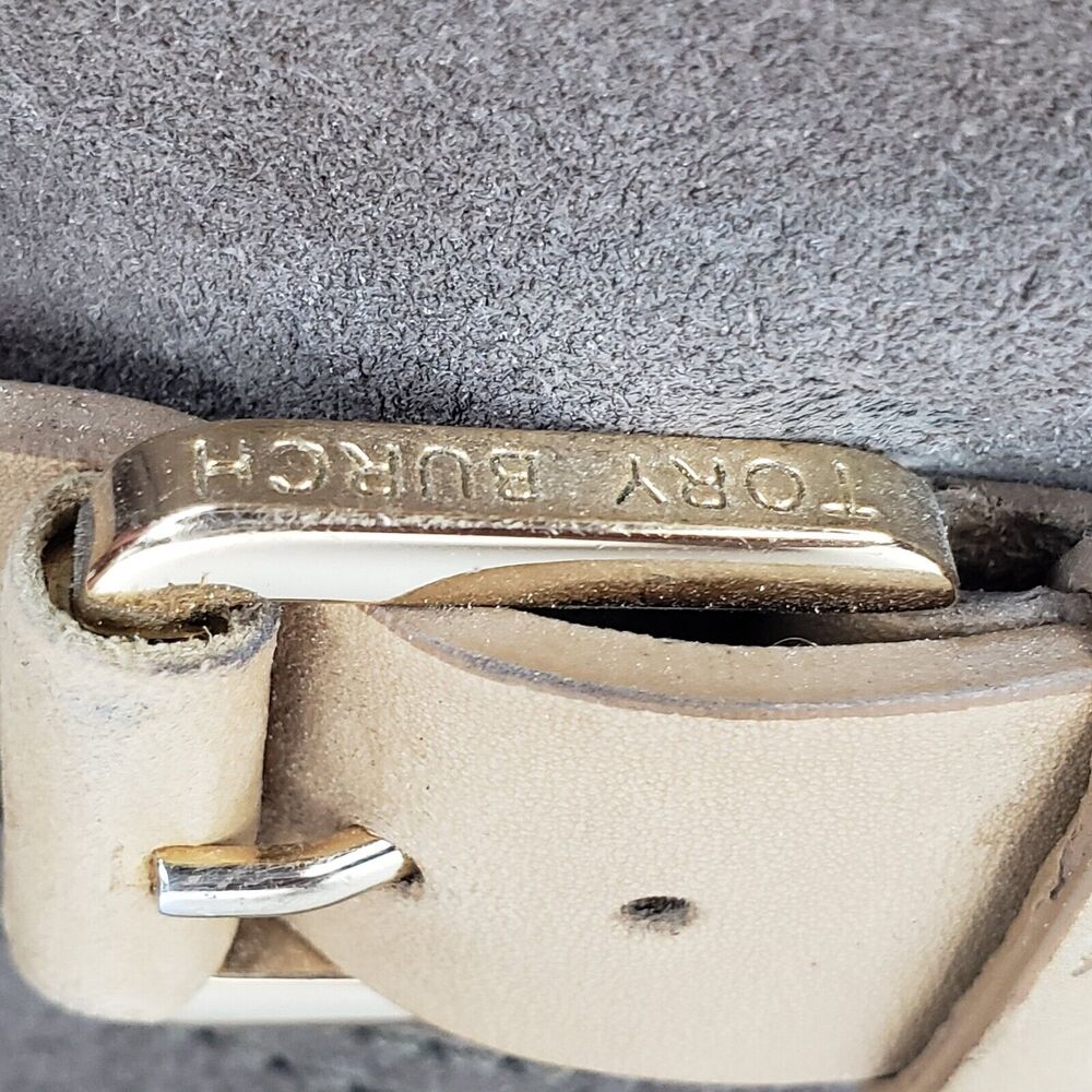 TORY BURCH Bennie Moto Engineer BootsTaupe Leather Double Buckle Ankle Size 7.5M - Picture 13 of 16